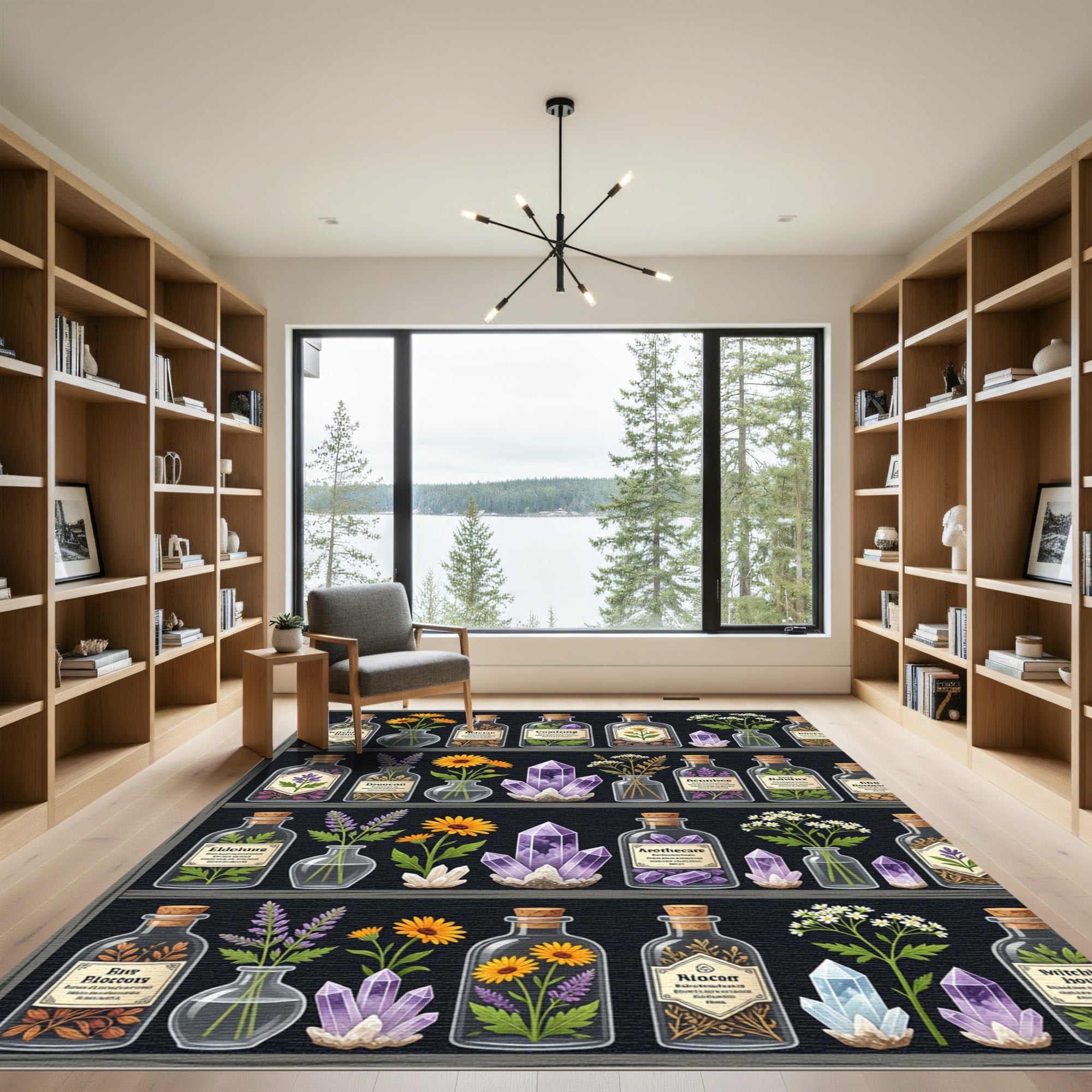 Mystical Apothecary Herb and Crystal Shelf Rug