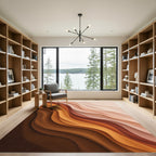 Modern Terracotta Wavy Abstract Rug