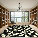 Monochrome Abstract Teardrop Geometric Swirl Rug