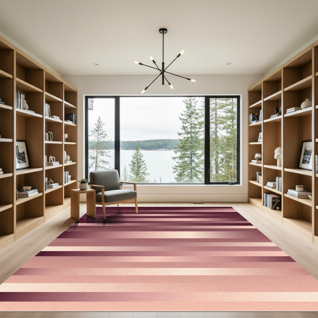 Rose Gold Gradient Linear Stripes Rug