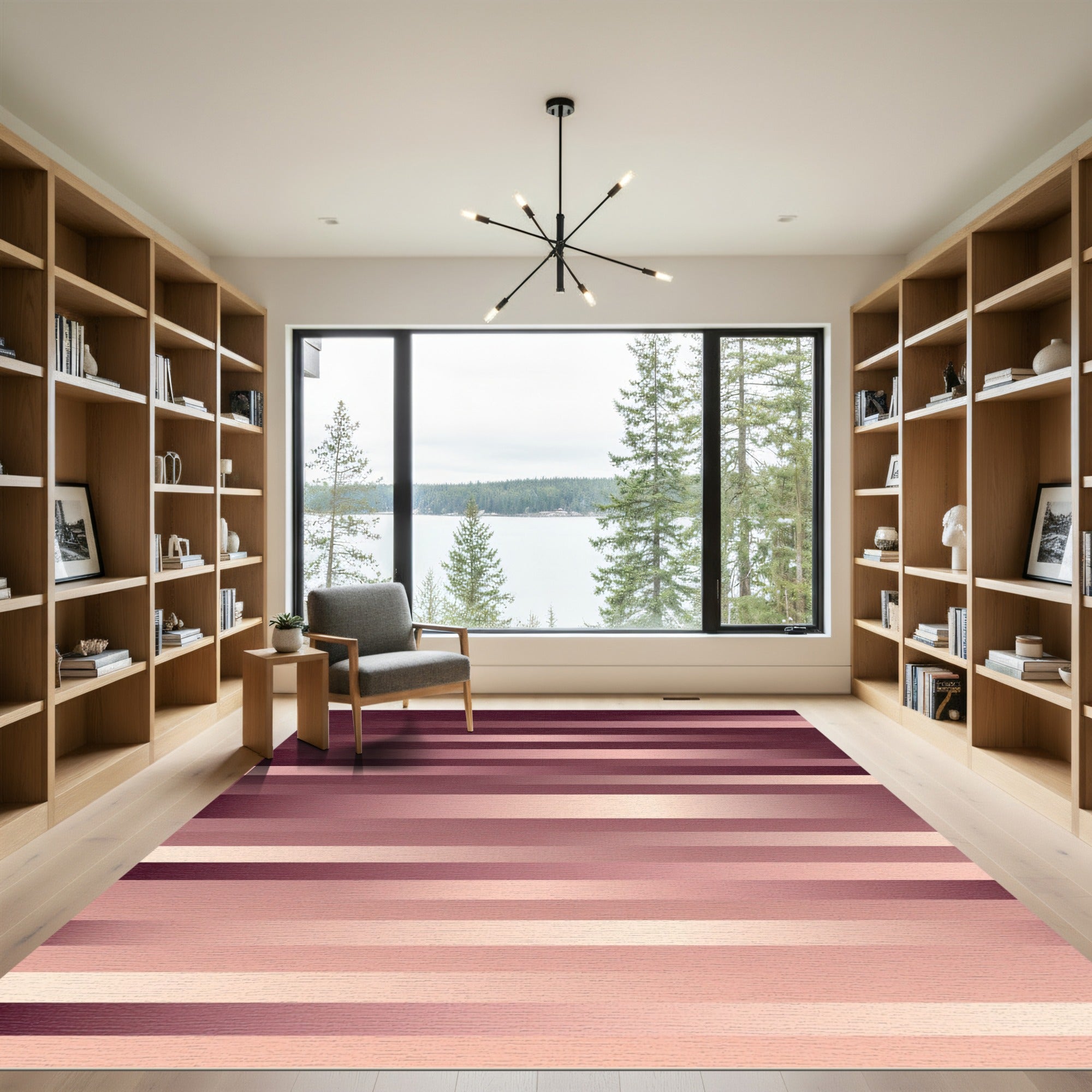 Rose Gold Gradient Linear Stripes Rug