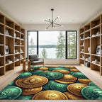 Metallic Golden Empire Coin Medallion Rug