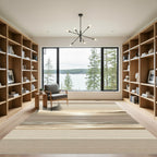 Minimalist Beige Striped Landscape Horizon Rug