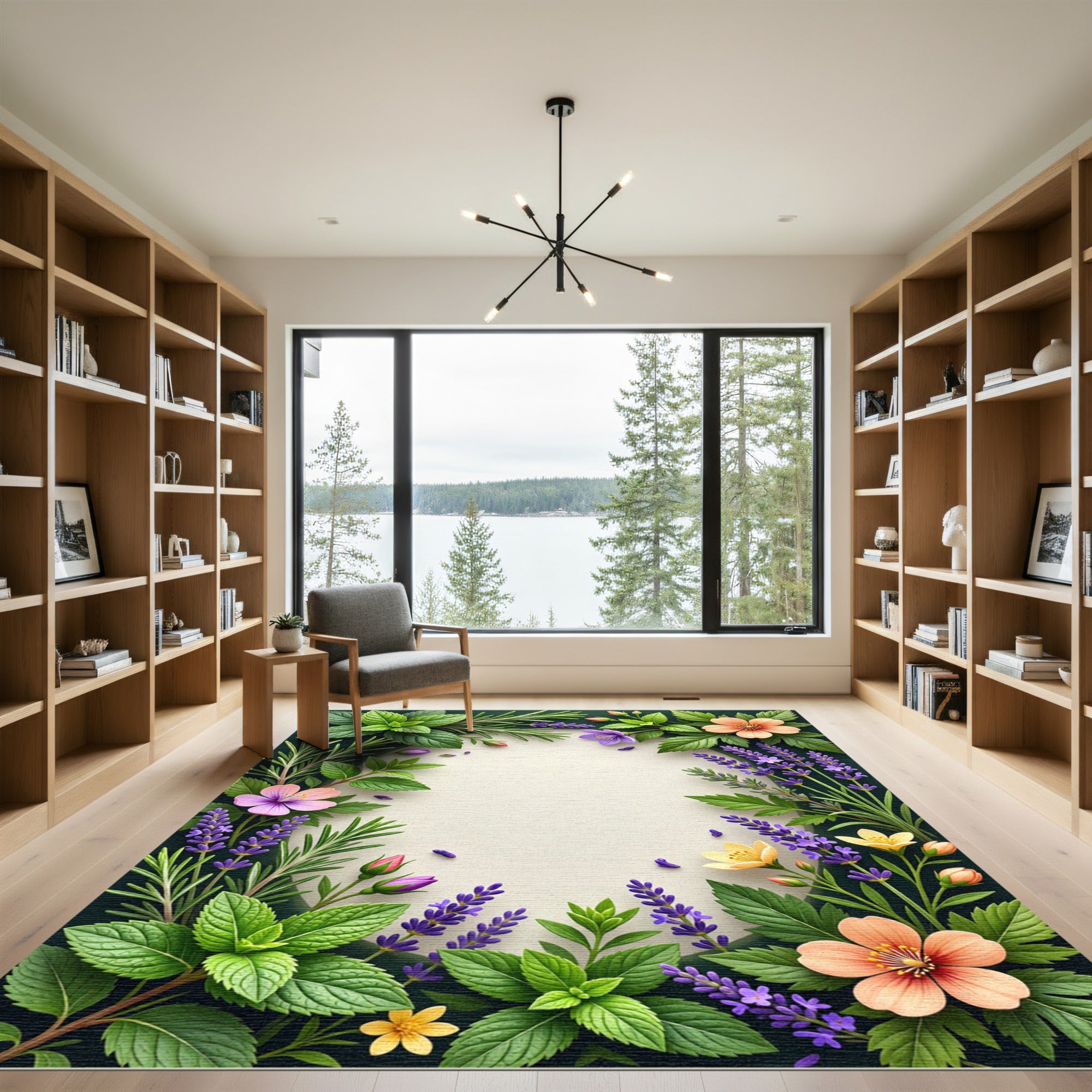 Herbal Garden Floral Border Rug