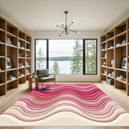Abstract Wavy Pink Gradient Curves Rug