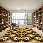 Amber Geometric Starburst Kaleidoscopic Rug