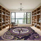Ornate Purple Paisley Compass Medallion Rug