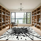 Monochrome Abstract Liquid Ink Splatter Rug