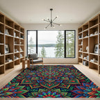 Vibrant Multicolored Floral Kaleidoscope Medallion Rug