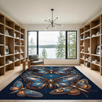 Celestial Azure Butterfly Galaxy Art Rug