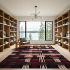 Deep Burgundy Woven Lattice Textile Rug