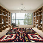 Vibrant Red Boho Geometric Diamond Rug