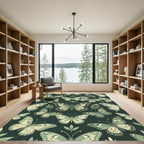 Sage Green Botanical Butterfly Garden Rug