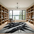Monochrome Abstract Black and White Brushstroke Rug