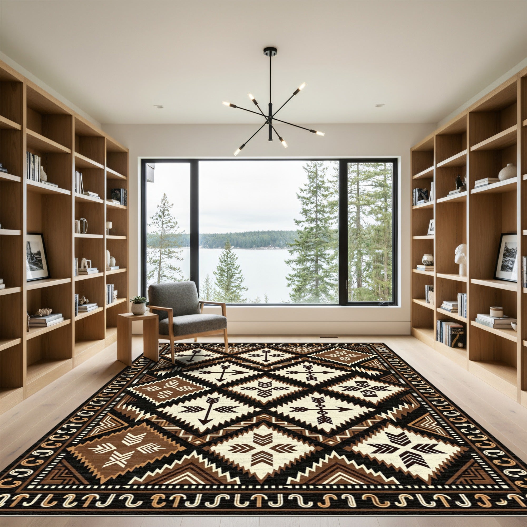 Geometric Brown Arrow Tribal Diamond Earthy Rug