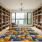 Metallic Gold and Silver Basketweave Rug