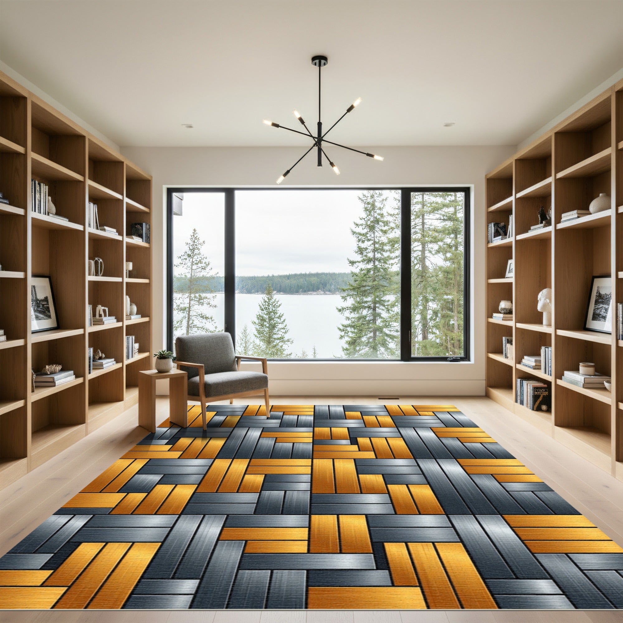 Metallic Gold and Silver Basketweave Rug