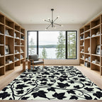 Classic Black Ivy Vine Swirls Rug