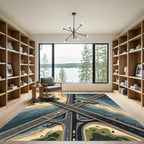Tonal Shoreline Roadway Aerial View Rug
