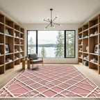 Modern Blush Lattice Geometric Grid Rug