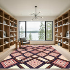 Pink Geometric Diamond Intertwined Lattice Rug