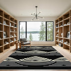 Monochrome Geometric Step Pyramid Rug