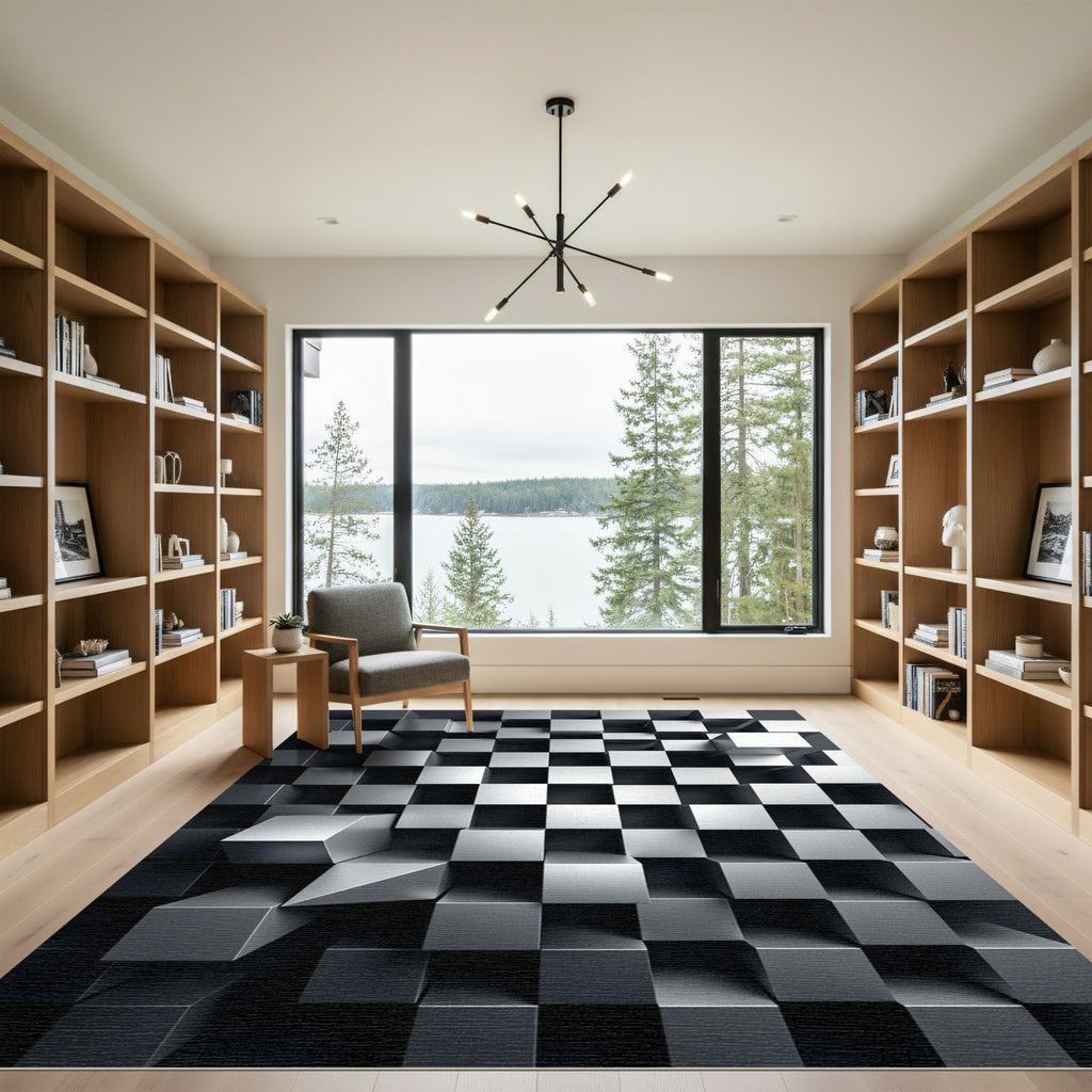 Monochromatic Three Dimensional Metallic Cube Structure Rug