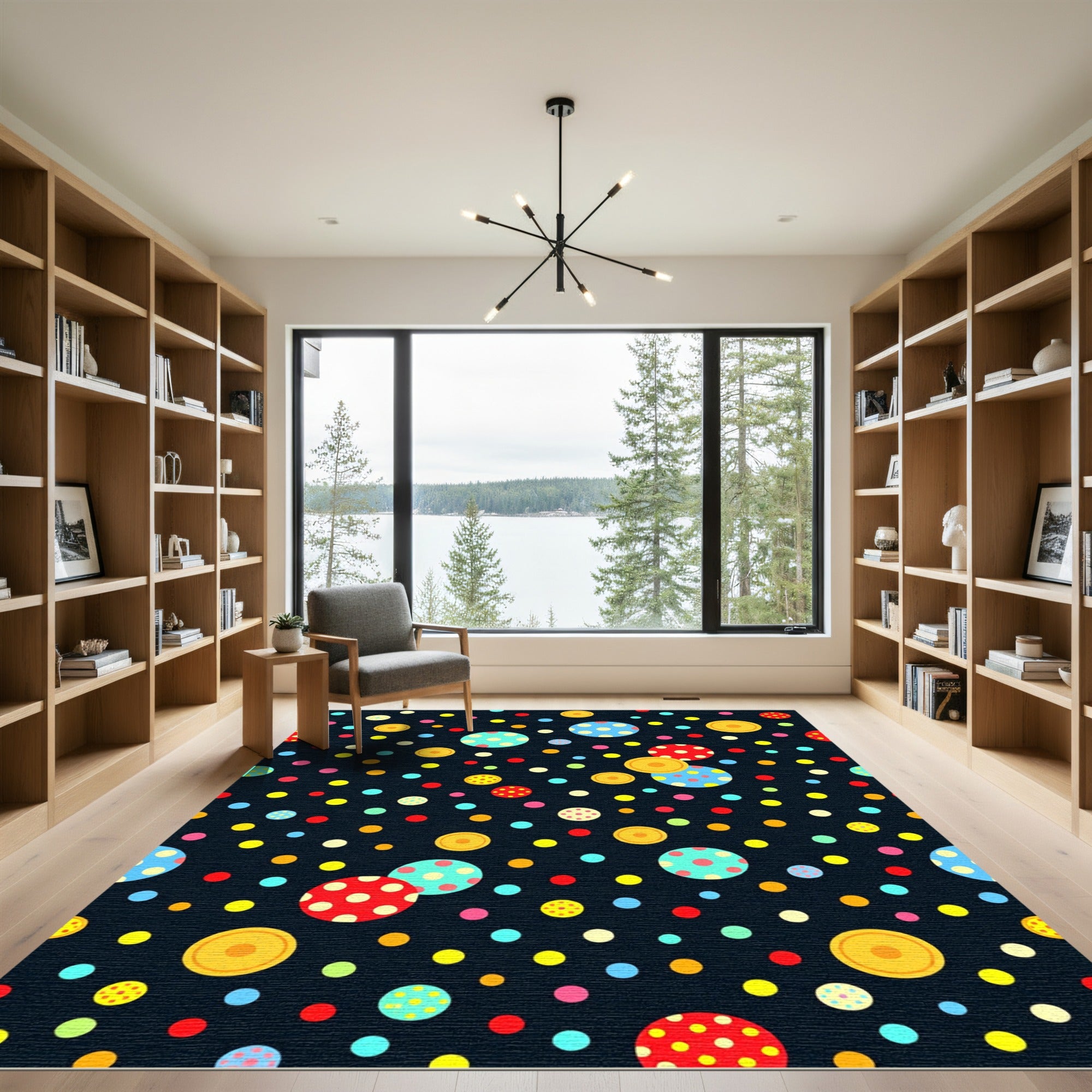Colorful Polka Dot Circles Repeating Pattern Rug