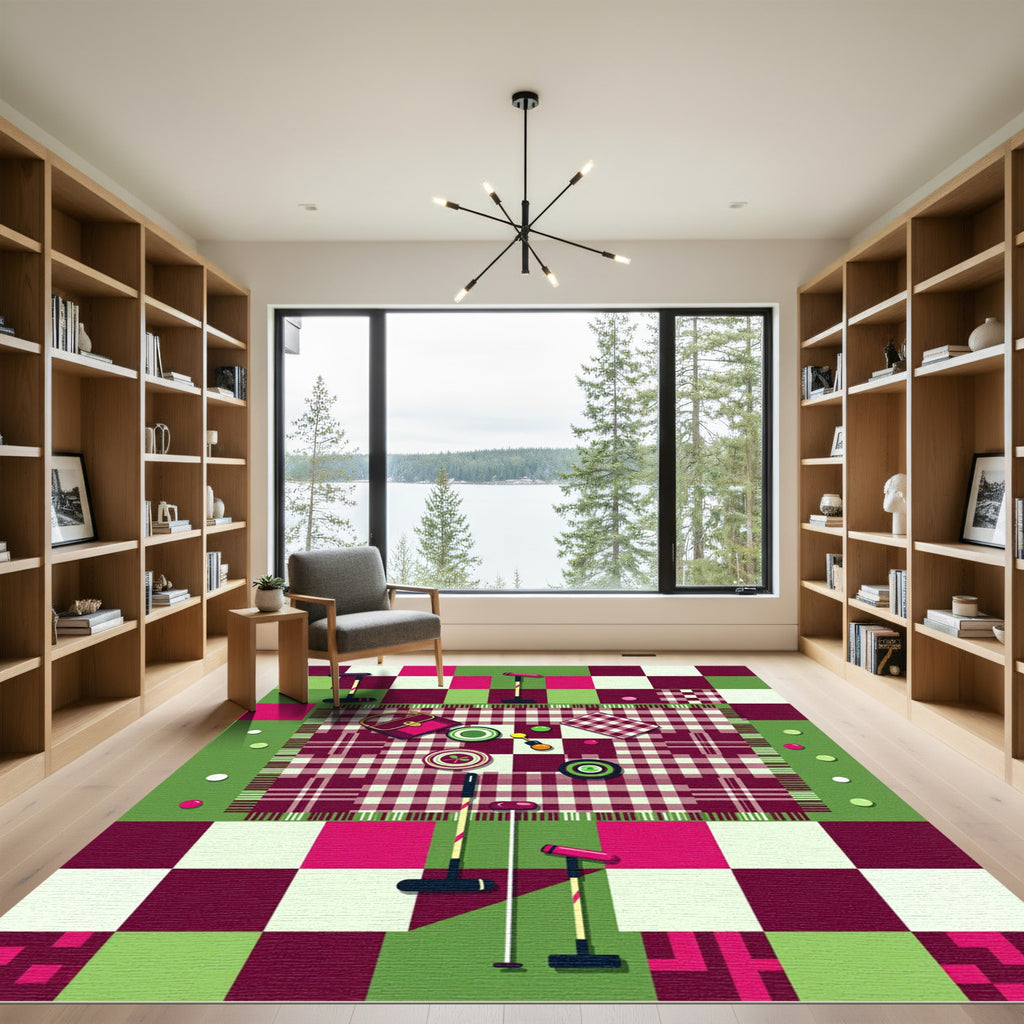 Vibrant Geometric Picnic Plaid Area Rug