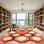 Terracotta Hexagonal Geometric Honeycomb Rug