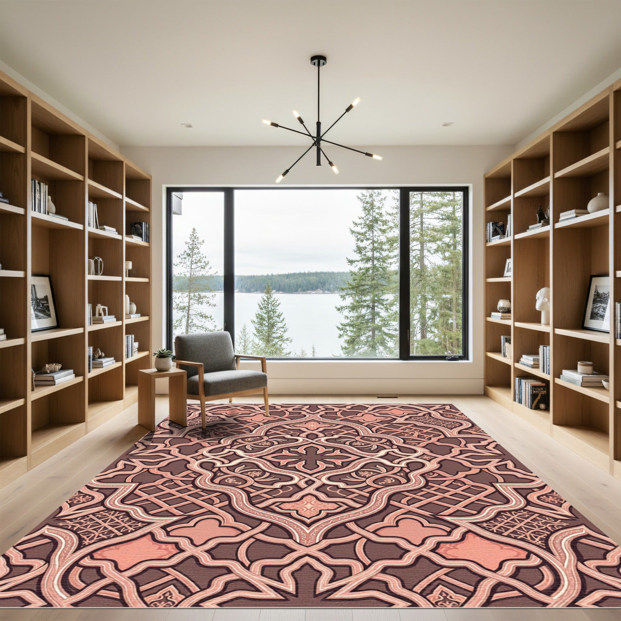 Ornate Rose Gold Geometric Interlace Rug
