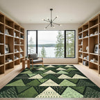 Forest Green Geometric Triangle Arrangement Rug