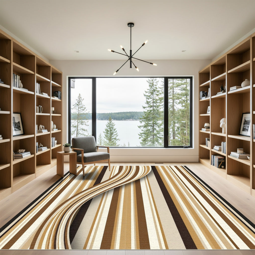 Earthy Tones Abstract Stripe Rug