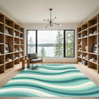 Cool Aqua Coastal Wave Rug