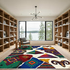 Vibrant Tribal Ram Pyramid Collage Rug
