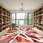 Vibrant Orange Geometric Abstract Explosion Rug