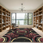 Distressed Maroon Basketball Target Geometric Art Rug