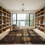 Industrial Grungy Metal Window Grille Rug