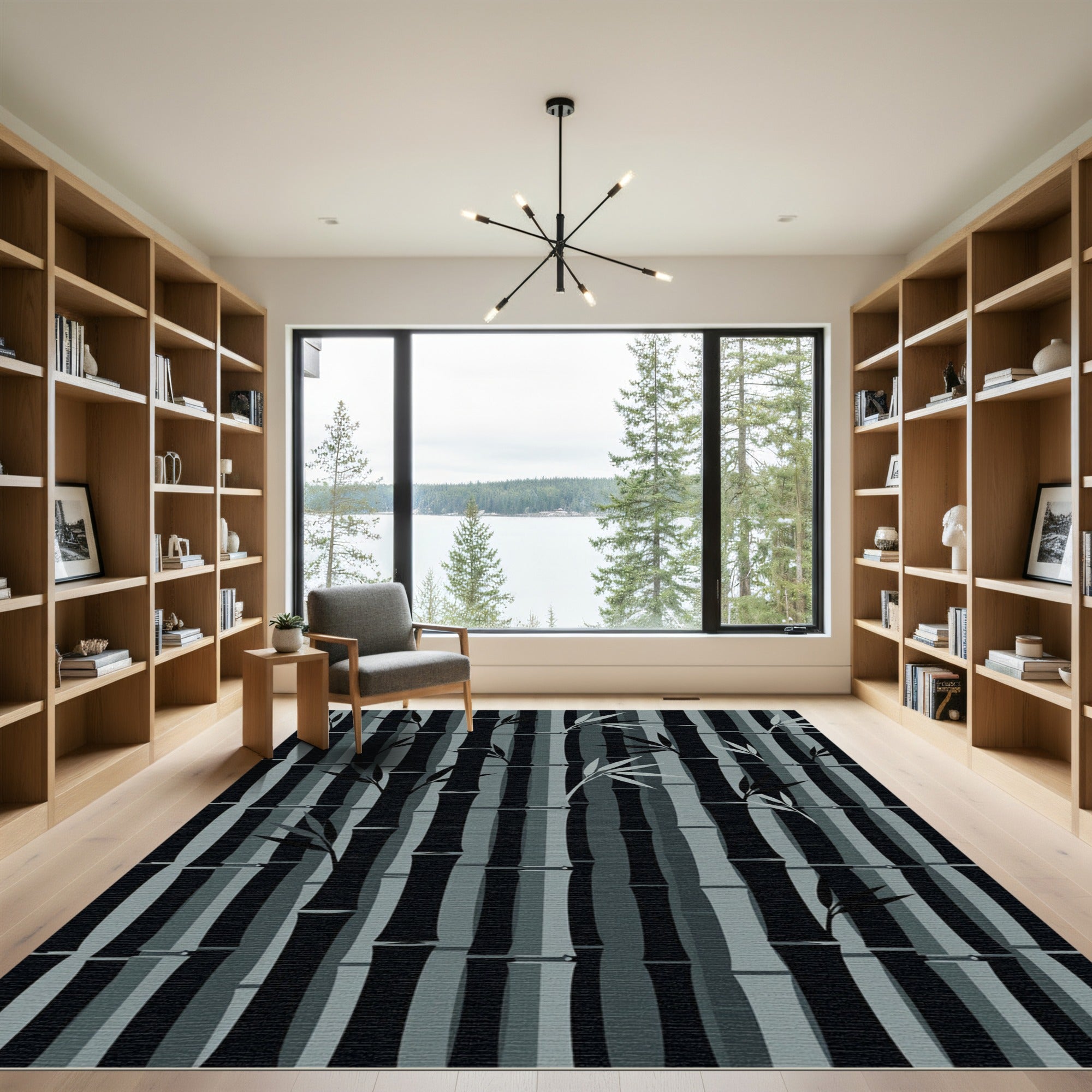 Monochromatic Bamboo Forest Vertical Rug