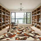 Whimsical Amber Sparrow Bird Flight Rug