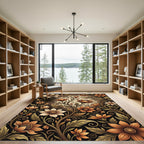 Art Nouveau Orange Floral Vine Rug