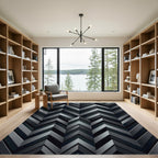 Modern Charcoal Geometric Chevron Art Rug