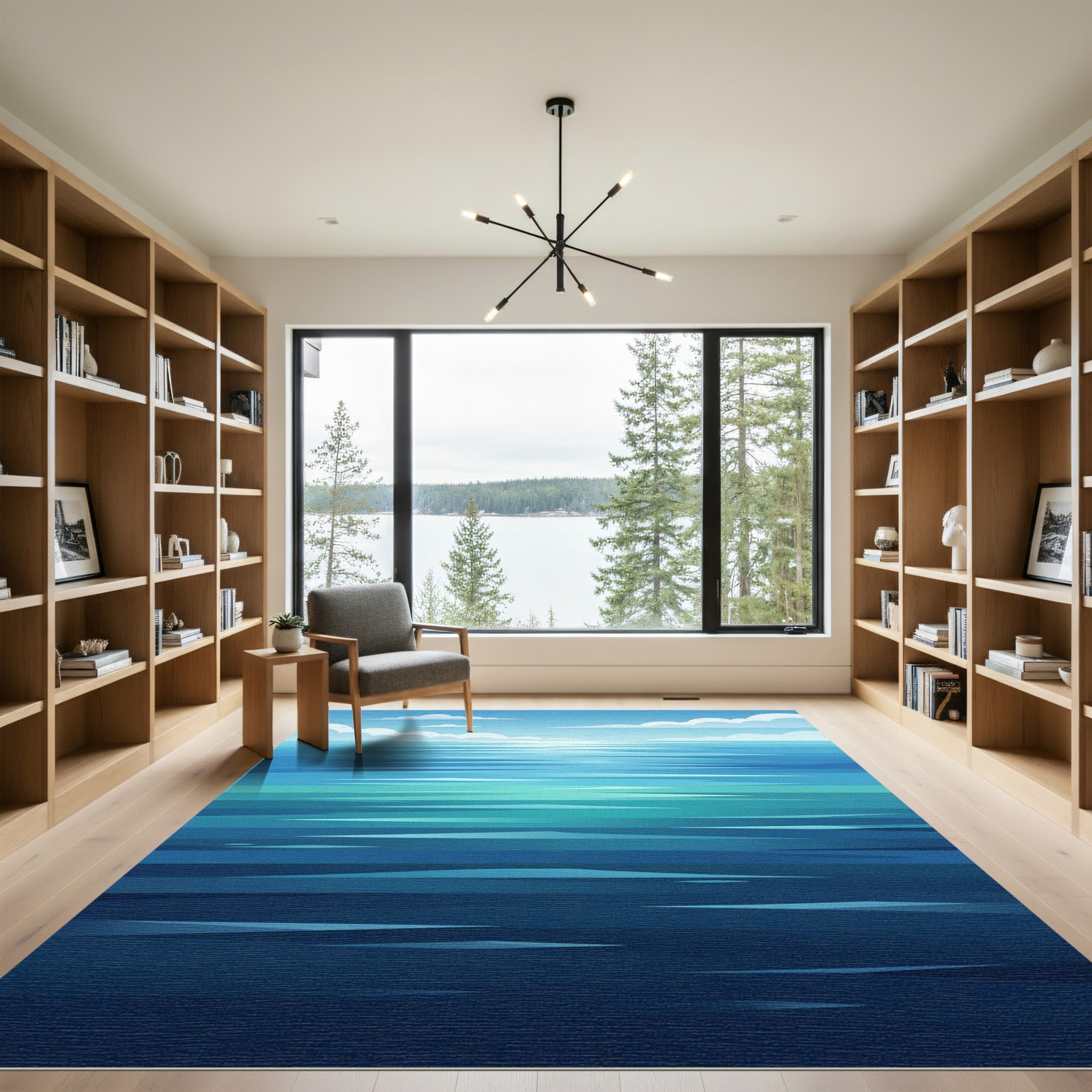 Abstract Ocean Horizon Water Ripples Rug