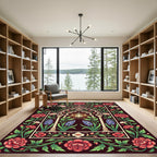 Ornate Lantern Floral Arch Crimson Rug