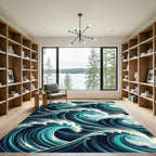 Deep Teal Ocean Swirl Rug