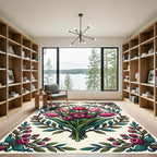 Pink Tulip and Raspberry Botanical Bouquet Rug