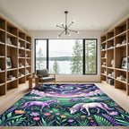 Whimsical Cosmic Unicorn Meadow Galaxy Rug
