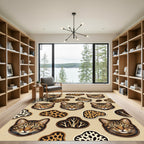 Brown Bengal Cat Leopard Patchwork Rug