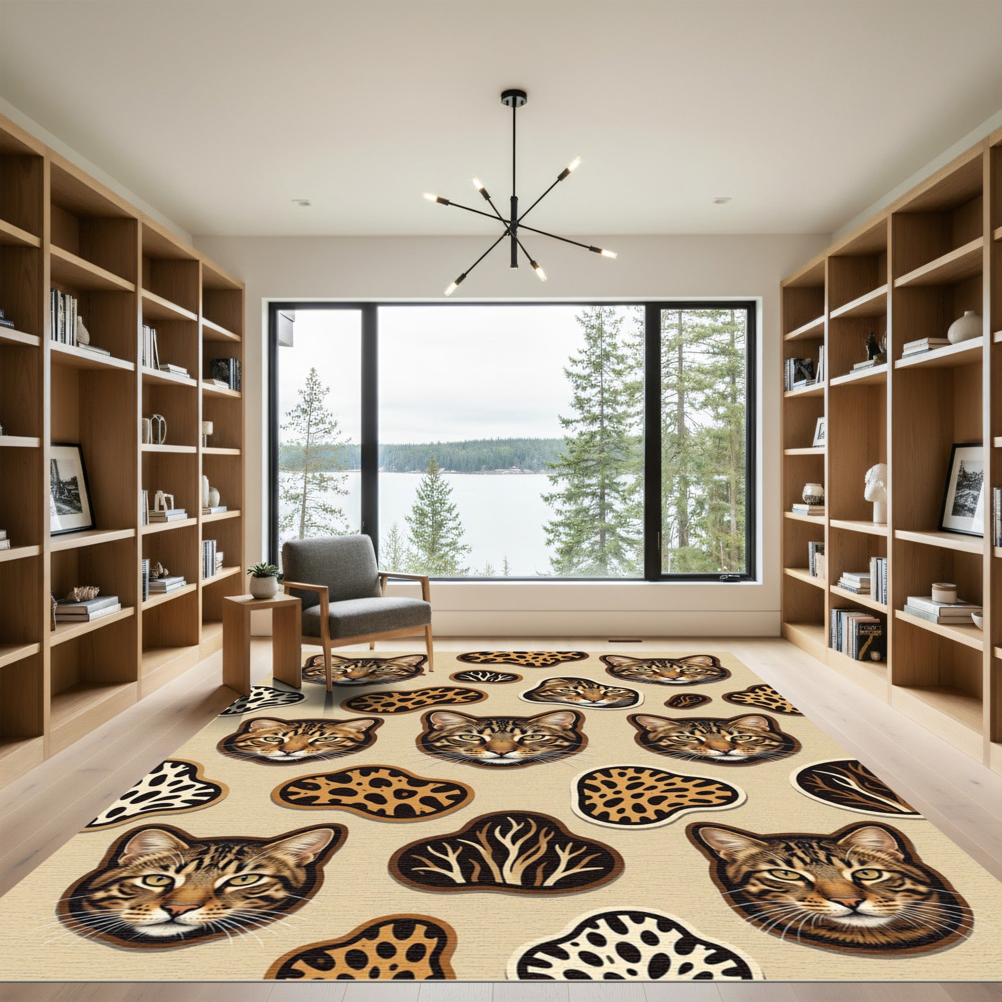 Brown Bengal Cat Leopard Patchwork Rug