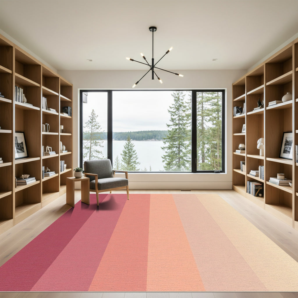 Graduated Pink Peach Stripe Rug